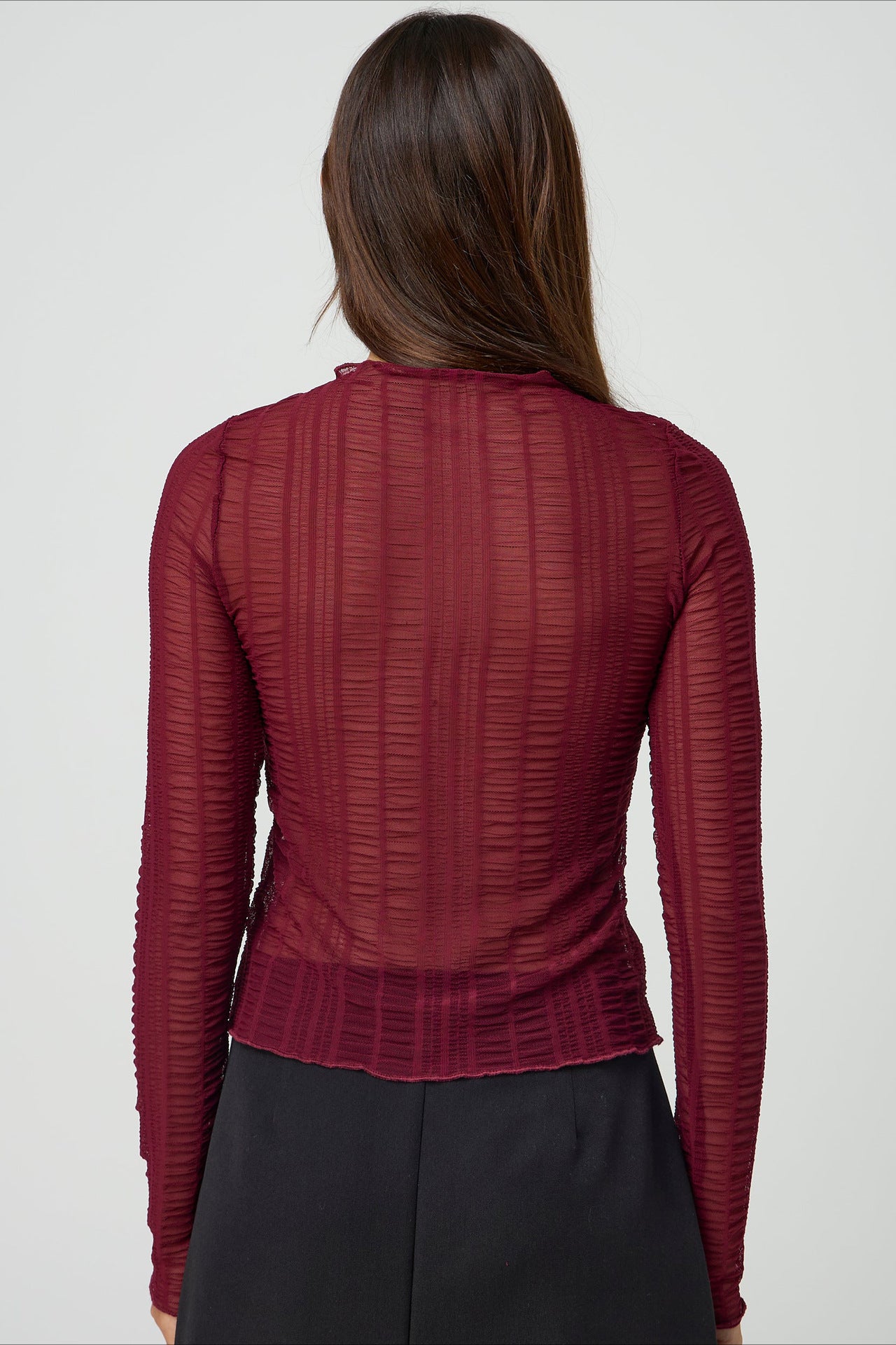 Vrouwen doorschijnend mesh shirt met lange mouwen