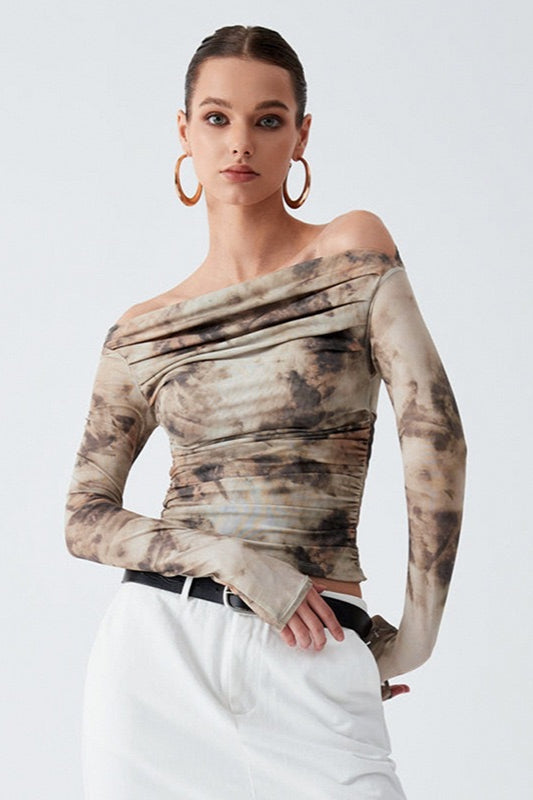 Women's Abstract Off-Shoulder Blouse