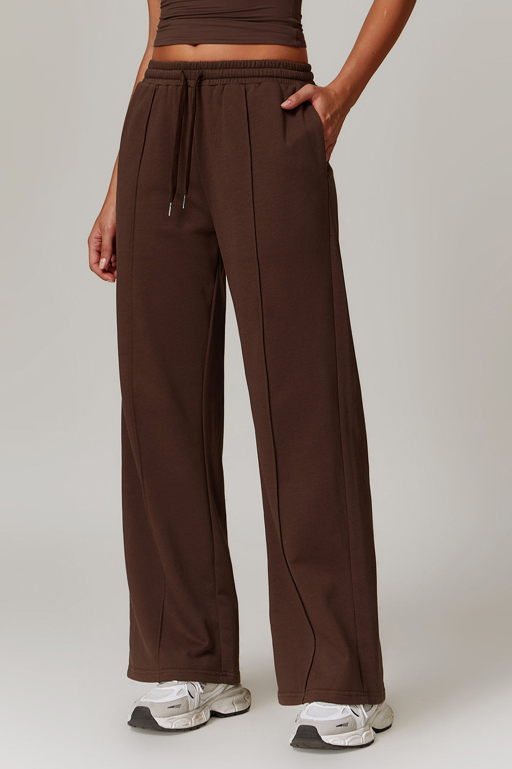 Women's Comfortable Casual Brown Drawstring Trousers for Lounge Wear