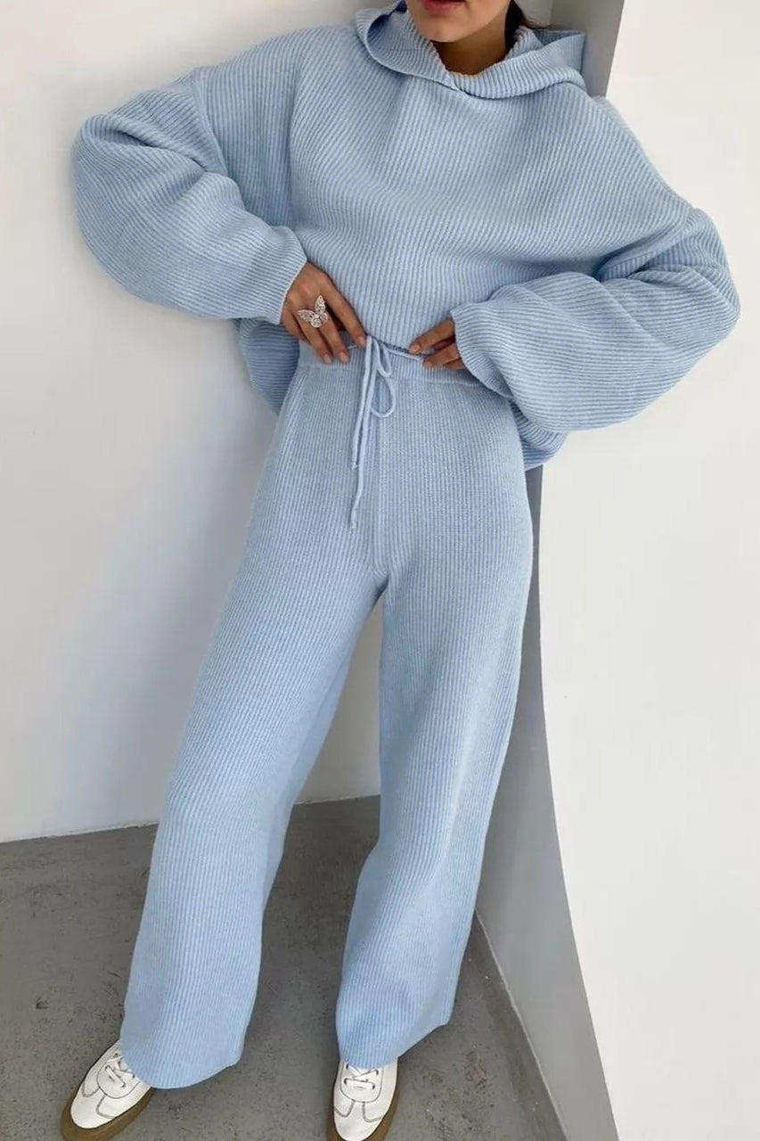 Casual oversized gebreide trui en broekset