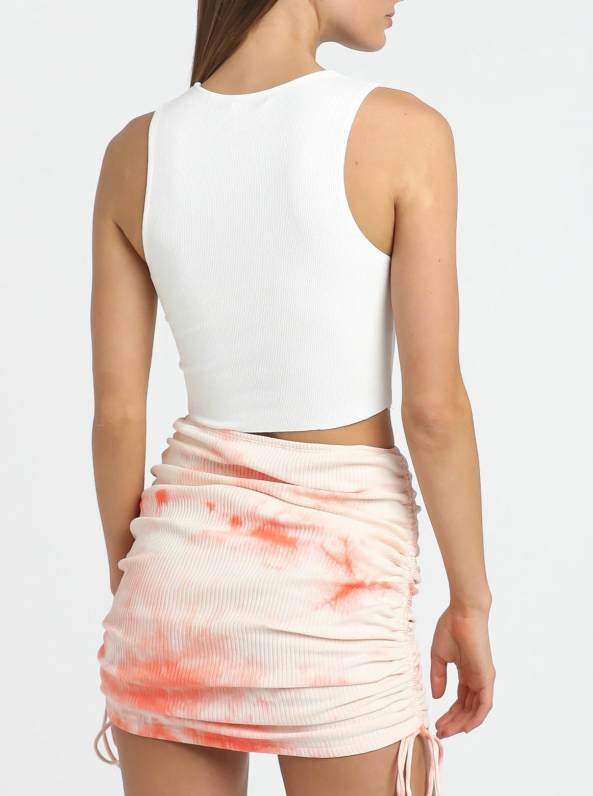 Pleated Knitted Tie Die Drawstring Skirt