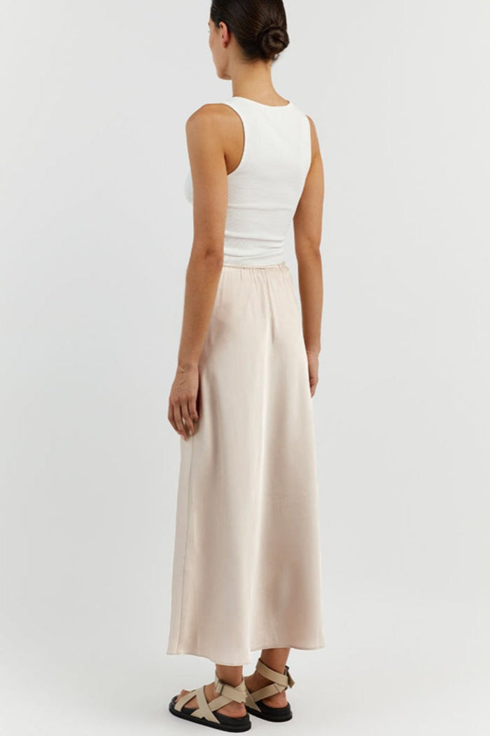 Beige Tie Wait Maxi Rok 