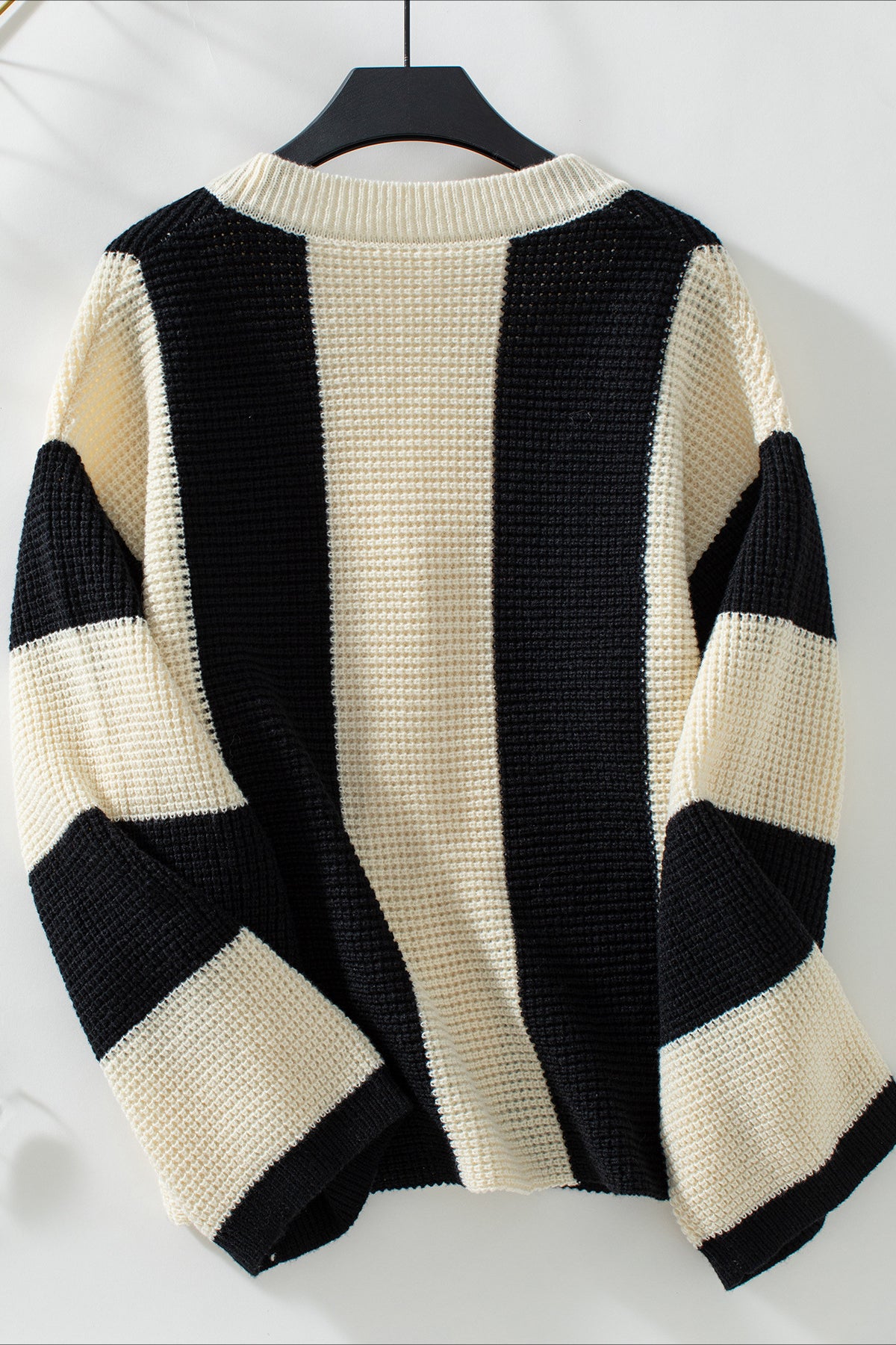 Classy V-Neck Buttoned Stripes Long Sleeve Cardigan