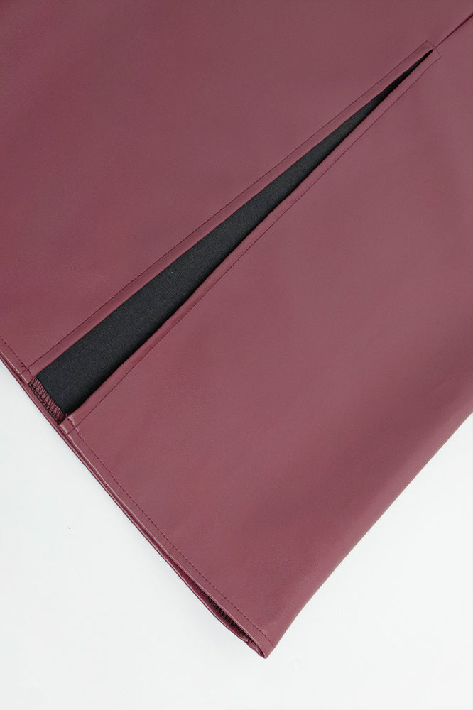 Women's Burgundy Satin Midi Skirt