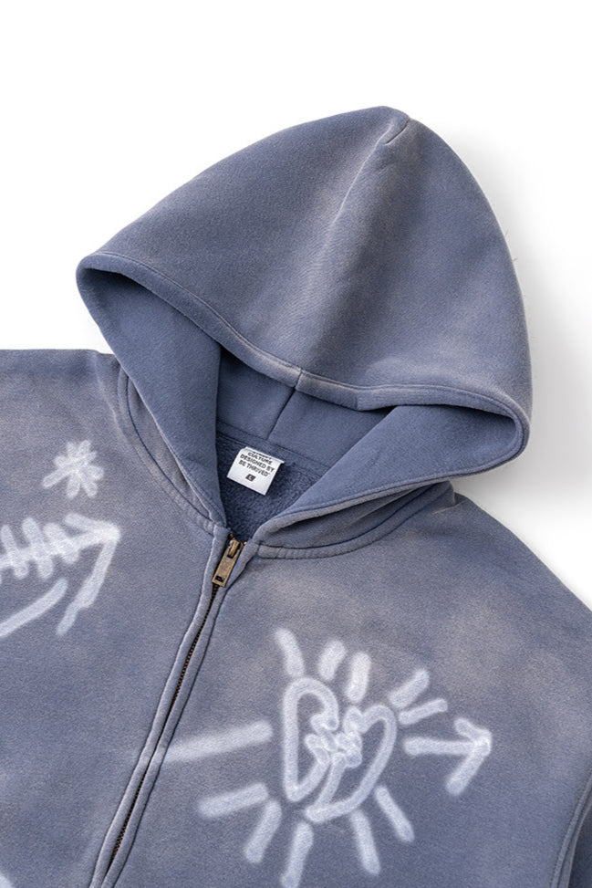 Heren Urban Style Graffiti Art Zip Hoodie