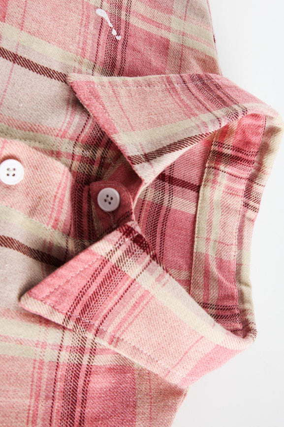 Men's Casual Oversized Plaid Shirt in Pink