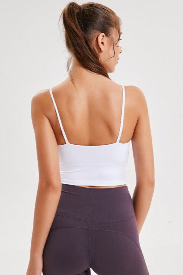 Lichtpaarse mouwloze sportyoga crop top 