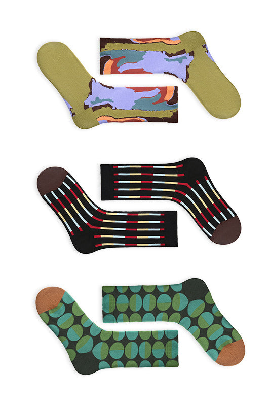 3 in 1 Sokken van ademend katoen met levendig patroon