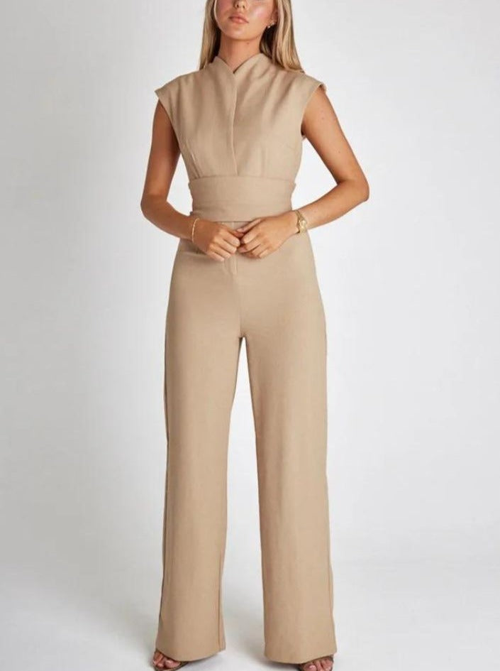 Sleeveless Tie Waist Wide Leg Jumpsuit