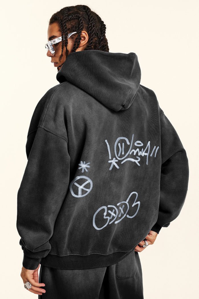 Heren Urban Style Graffiti Art Zip Hoodie