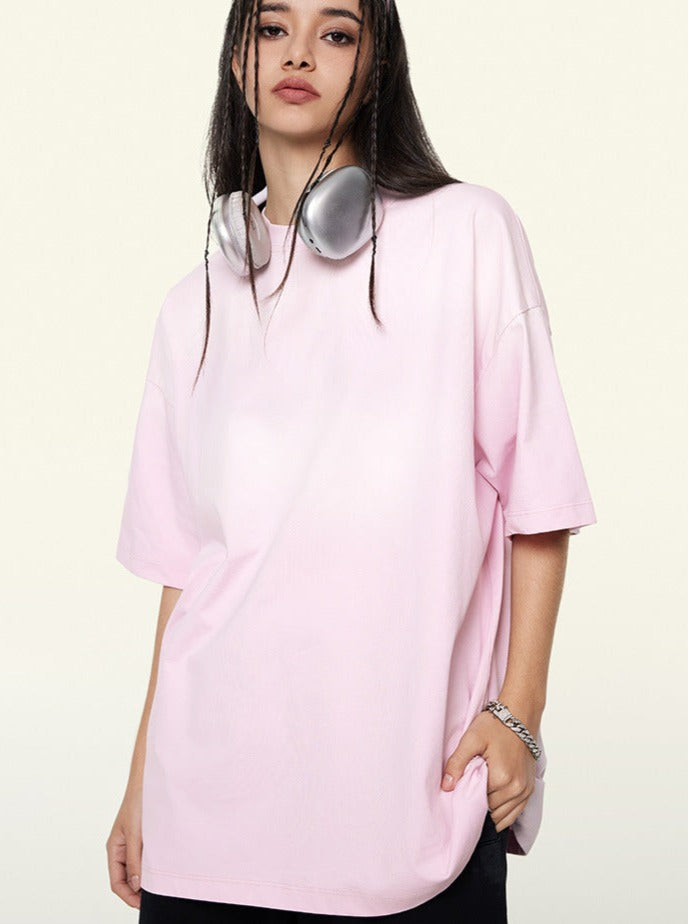 Old Sprayed Macaron Round Neck Half Sleeve T-Shirt