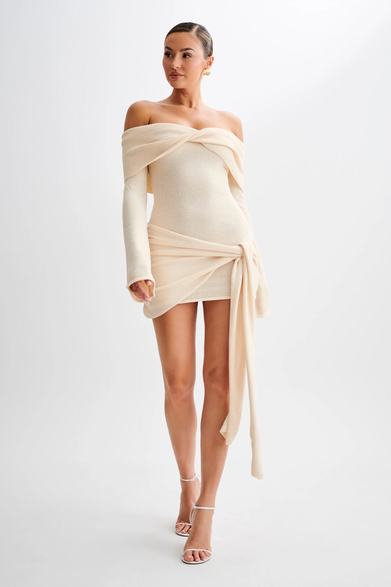 Women's Off-Shoulder Textured Knit Dress