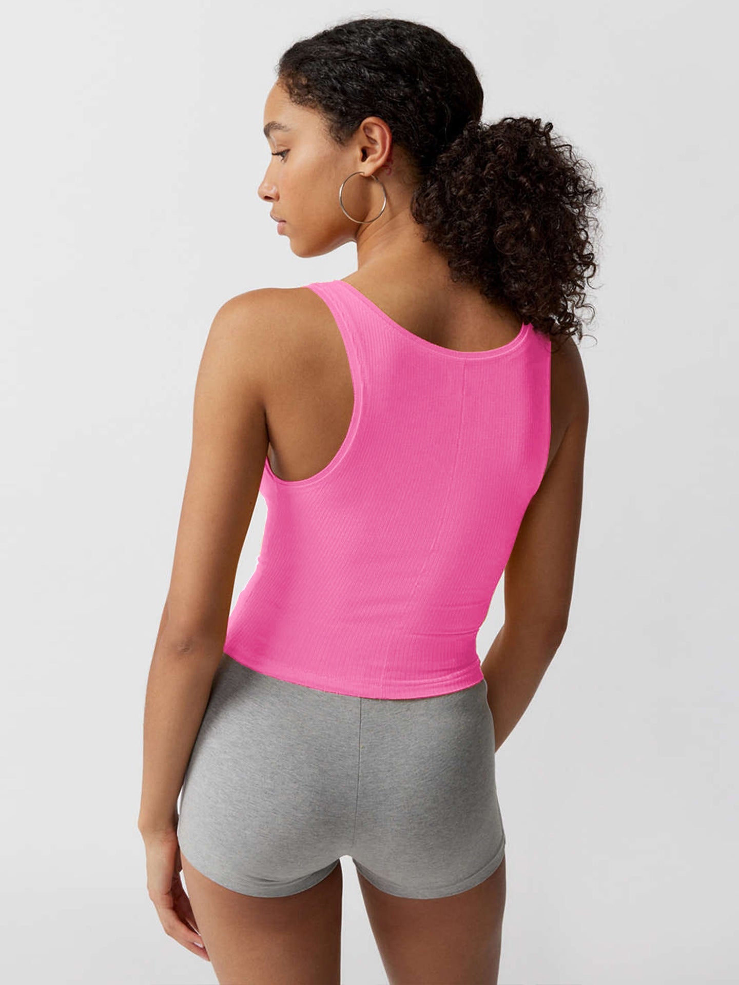 Roze gebreide sexy bodycon crop top 