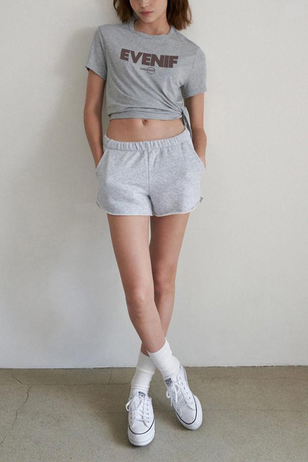 Grey Split Letter Printed Short Sleeve Sports Top