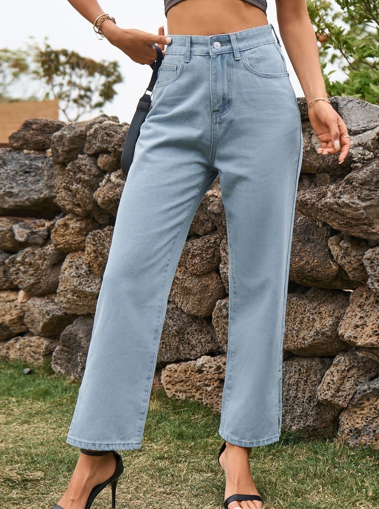 High Waist Casual Denim Pants