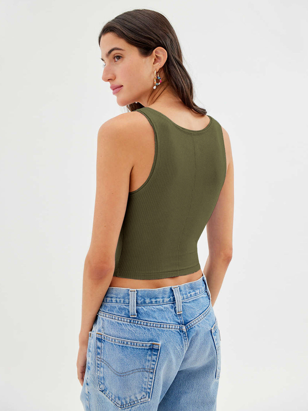 Groene gebreide sexy bodycon crop top 