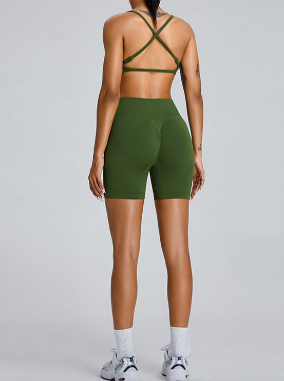 Mintgroene naadloze high-waisted butt-lifting sportshort 