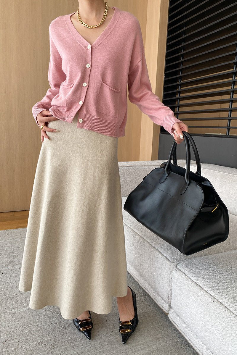 Elegante elastische taille A-lijn midi-rok 