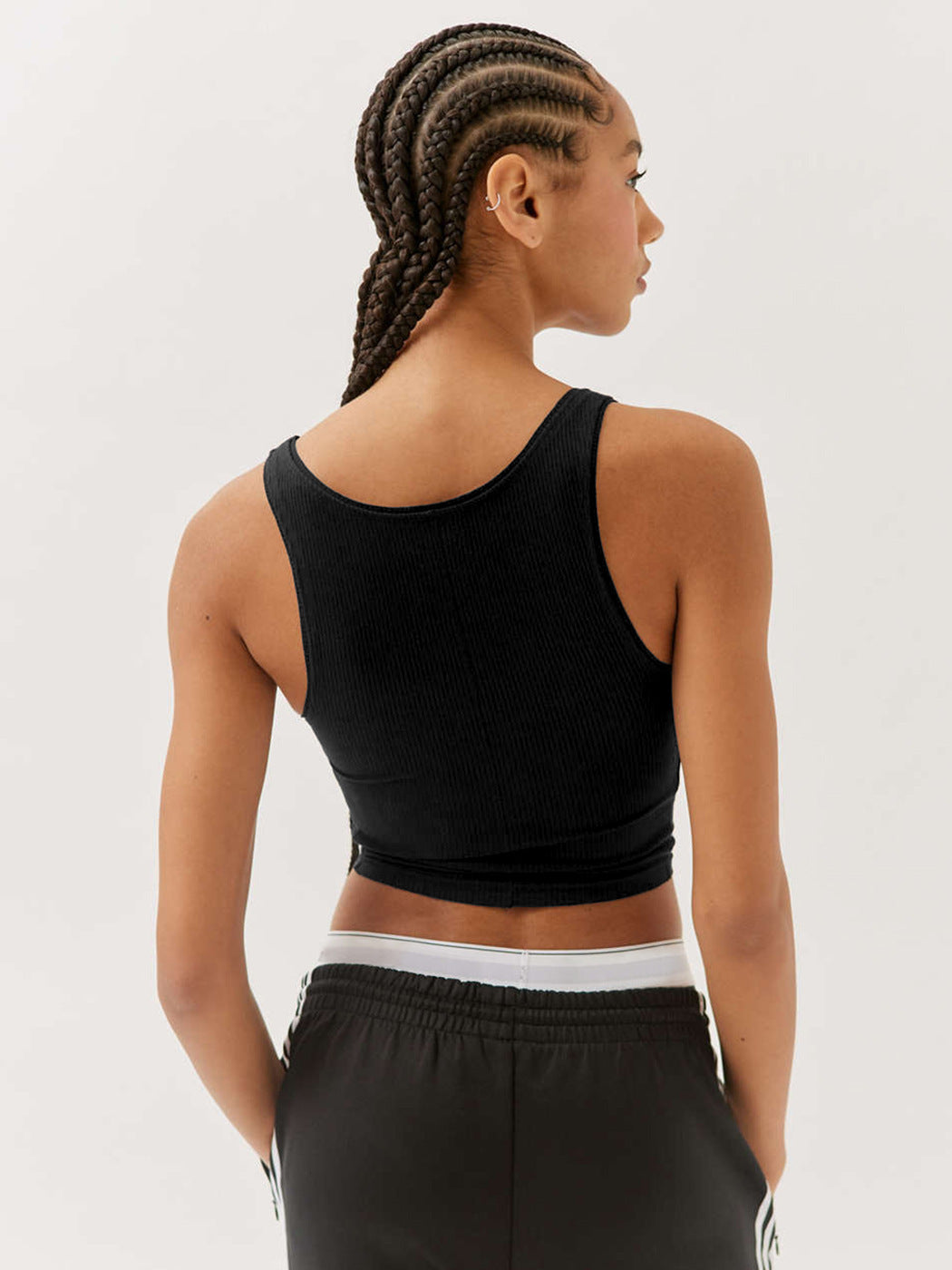 Black Knitted Sexy Ribbed Crop Top