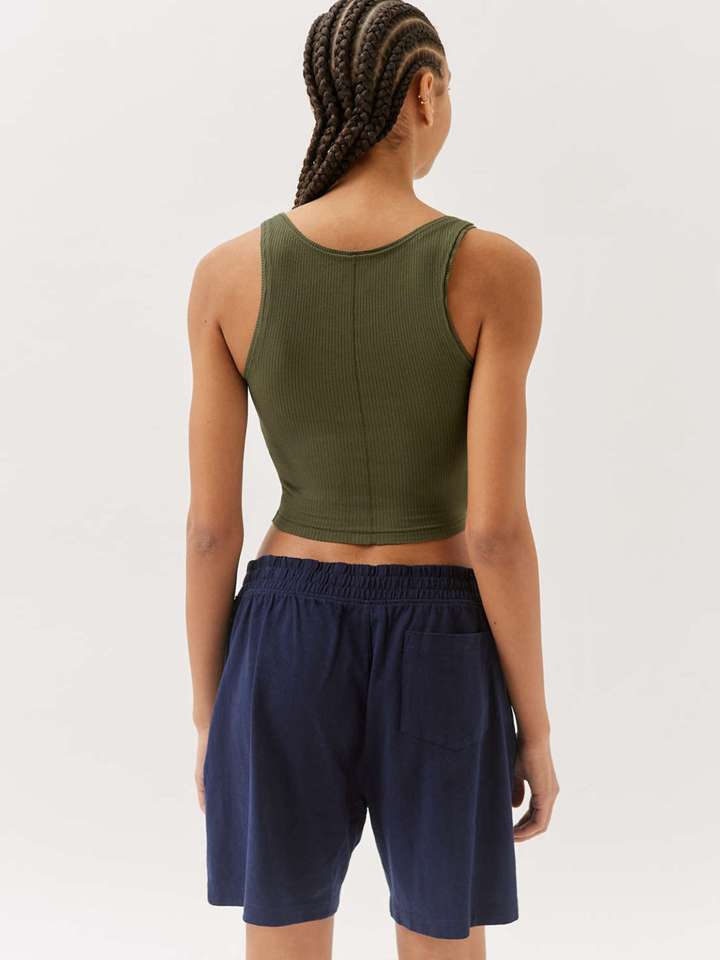 Groene gebreide sexy bodycon crop top 