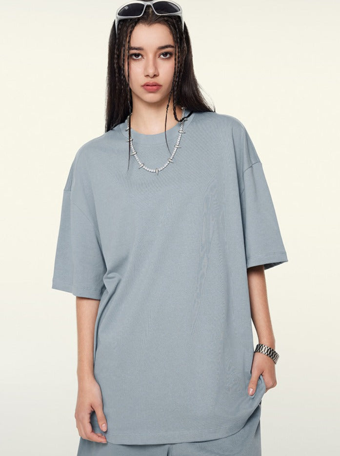 Oversized Light Steel Blue Short-Sleeved T-Shirt