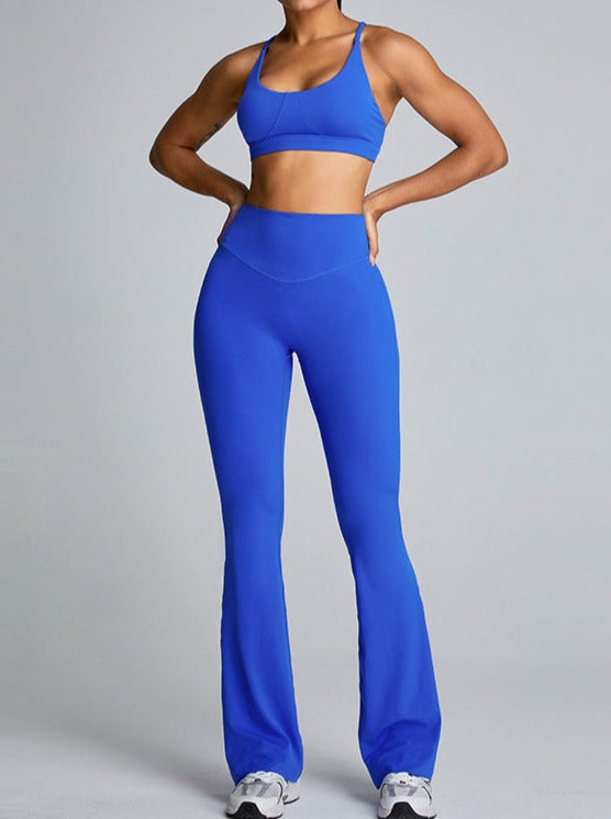 Blauwe High-Waist Tummy Control Micro Large Yogabroek 