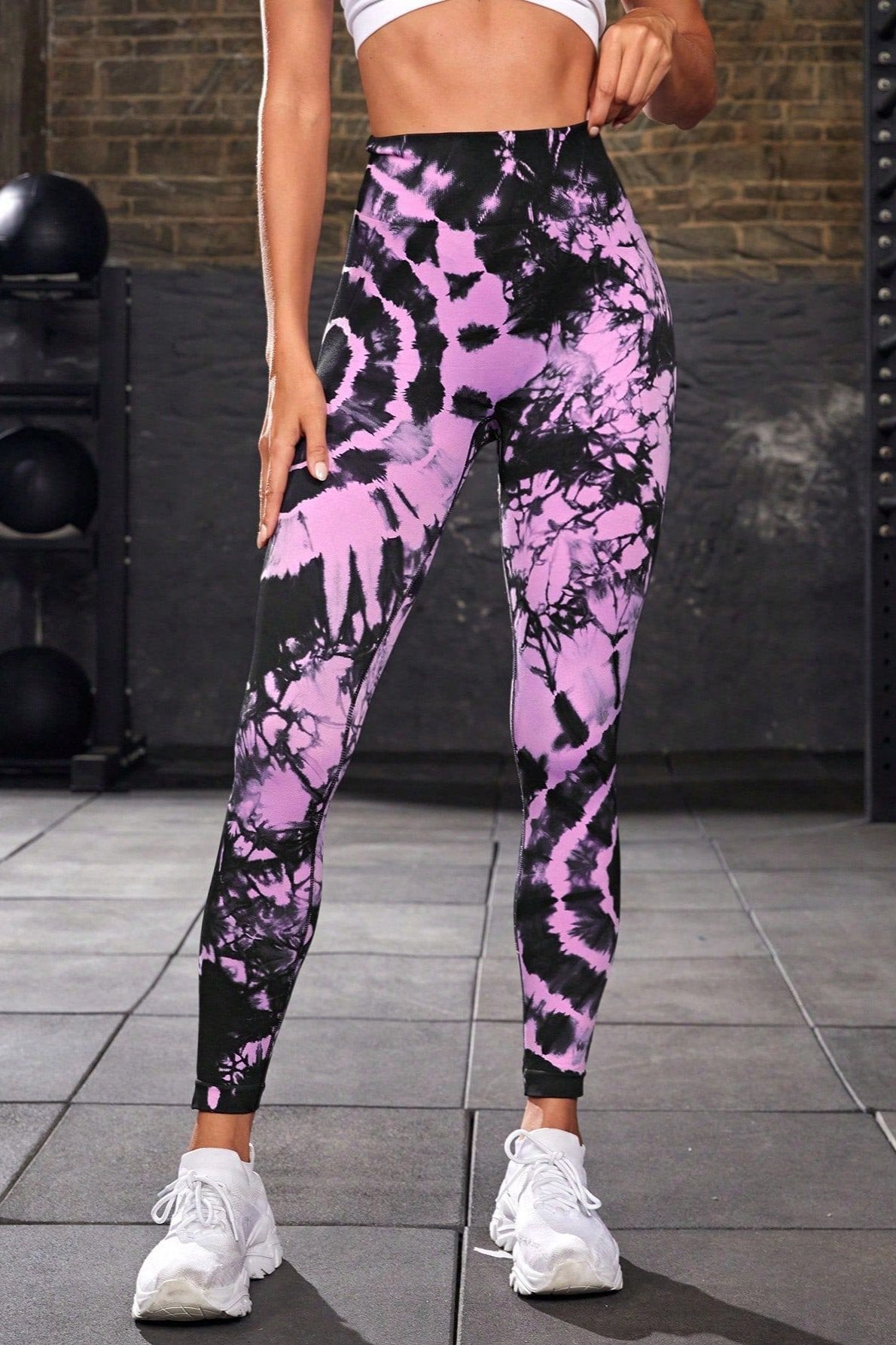 Purple Seamless Tie Dye High Waist Yoga Pants