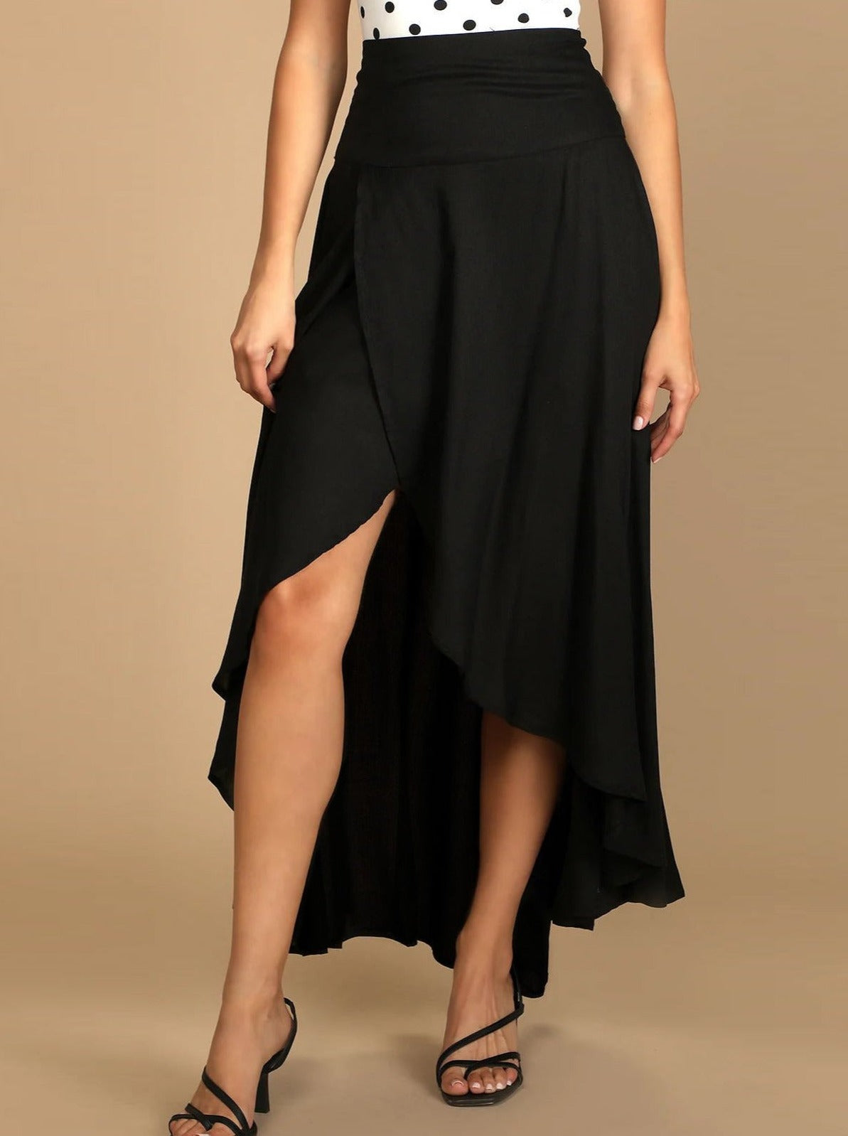 Casual elastische asymmetrische midi-rok