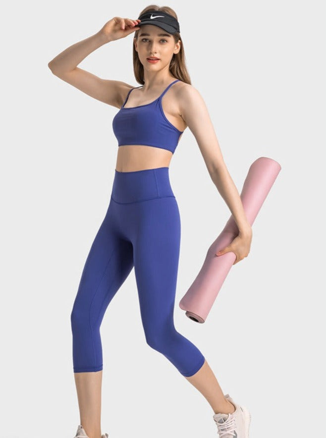 Rekbare yogabroek met hoge taille 