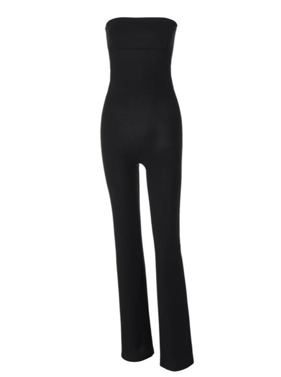 Casual Sexy Zwarte Strapless Body Contouring Jumpsuit