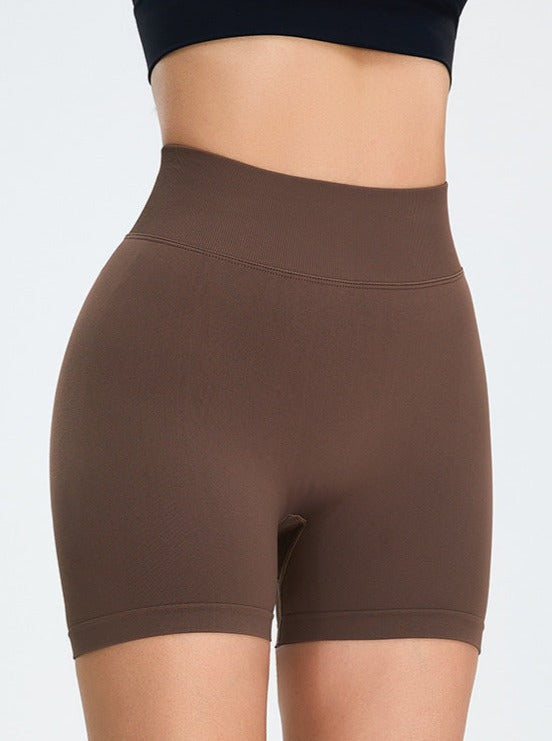 Bruine naadloze high-waisted butt-lifting sportshort 