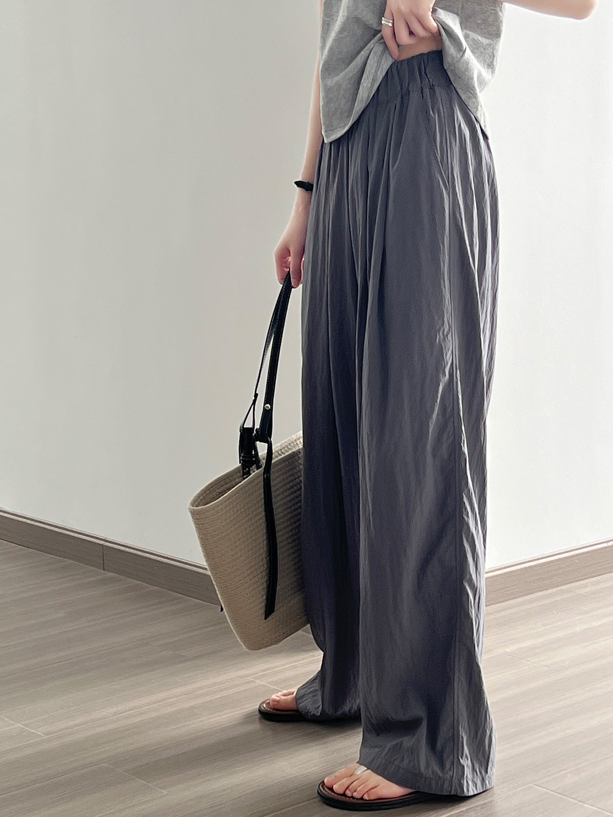 Gray Lazy Loose Wide Leg Pants