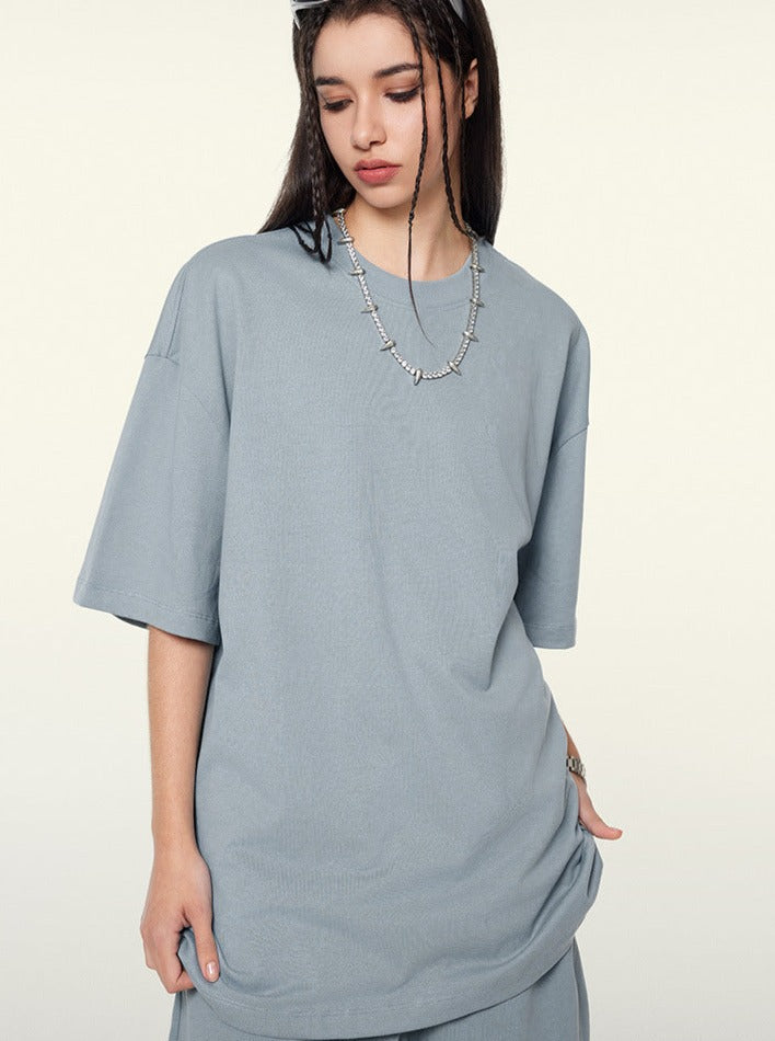 Oversized Light Steel Blue Short-Sleeved T-Shirt