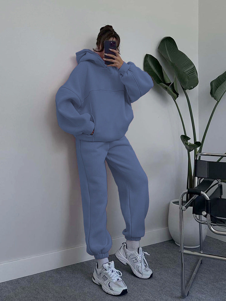 Oversize-Kapuzenpulli für Frauen, bequemes Sweatshirt und Jogginghosen-Outfit