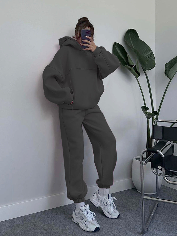 Oversize-Kapuzenpulli für Frauen, bequemes Sweatshirt und Jogginghosen-Outfit