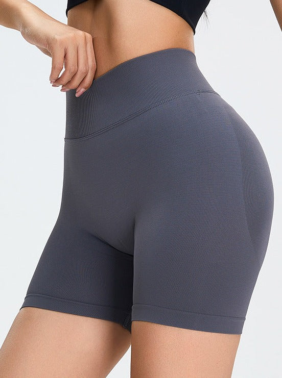 Charcoal Grey Naadloze High-Waisted Billen-Liftende Sportshort 