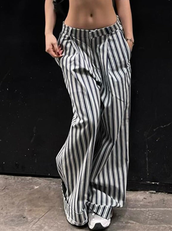 Women's Street Style Loose Striped Pants