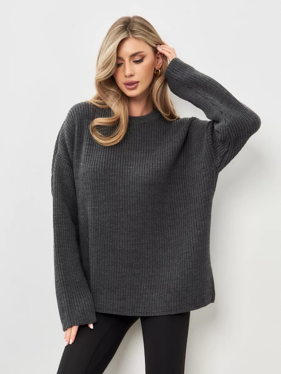 Pullover Damen Oversize - Strickpullover mit Rundhalsausschnitt