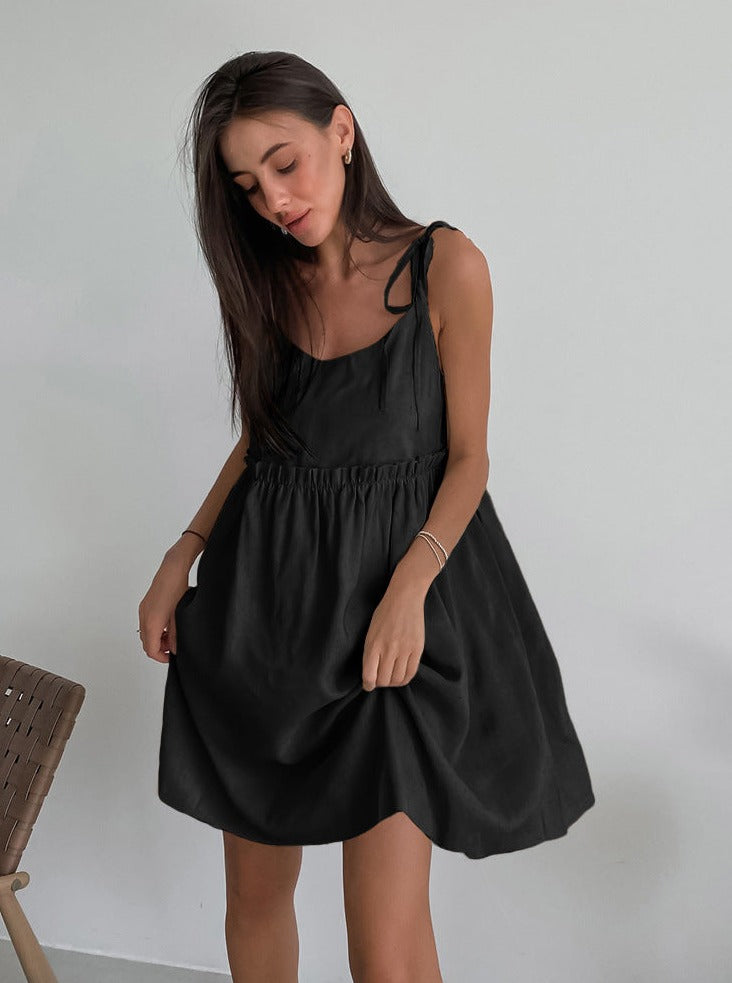 Sexy Suspender Salt Lined Pullover Loose Dress