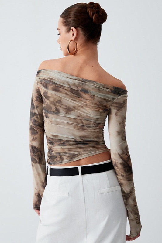 Women's Abstract Off-Shoulder Blouse