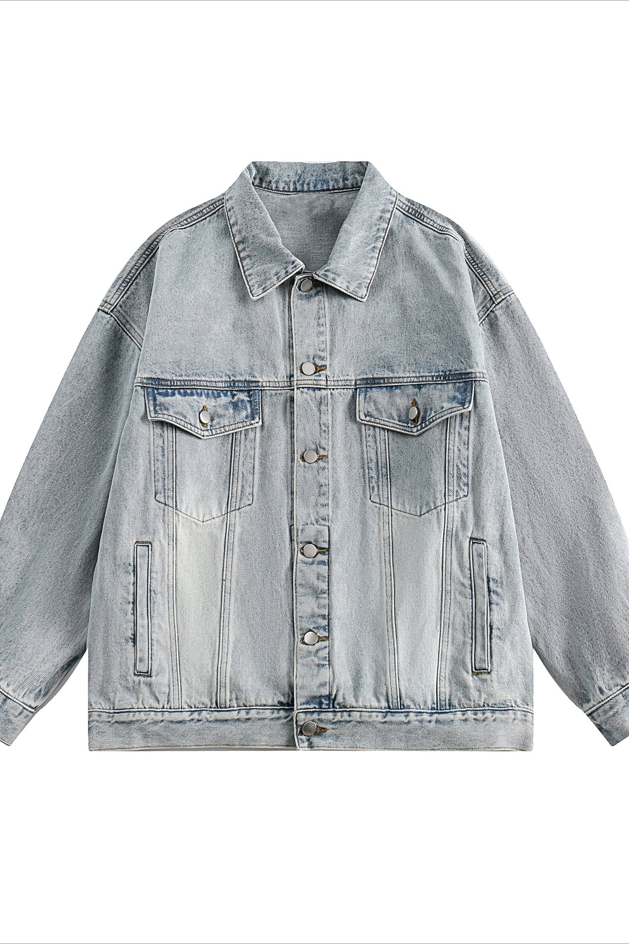 Men's Casual Denim Jacket with Vintage Wash