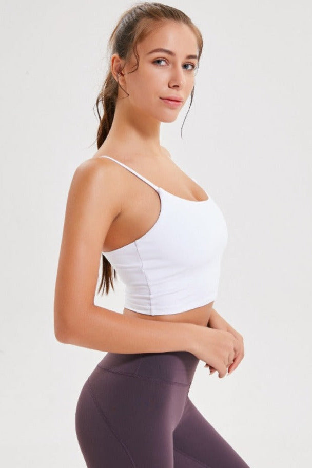 Lichtpaarse mouwloze sportyoga crop top 