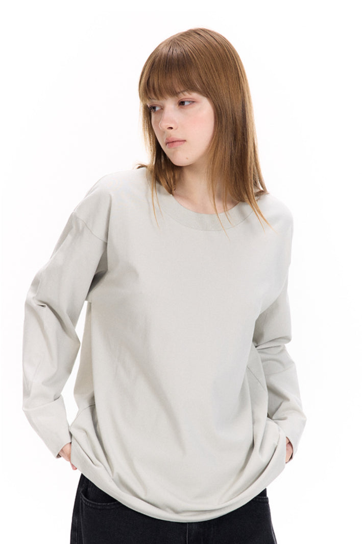 Women's Classic Solid Color Long Sleeve Crew Neck Sweatshirt