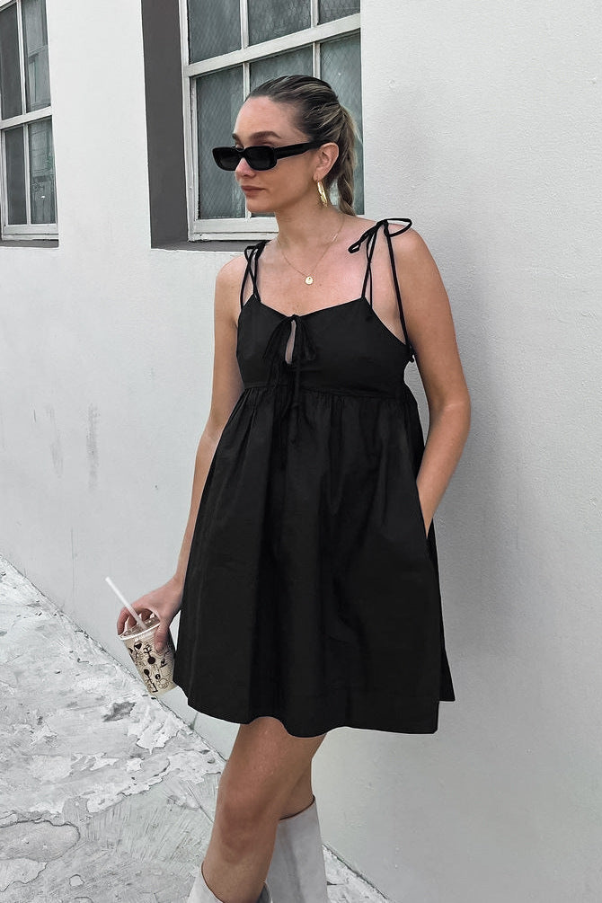Noir Muse Bow-Tied Mini Dress