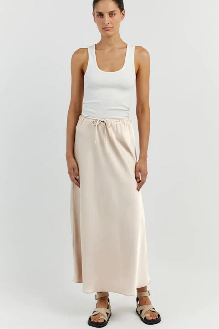 Beige Tie Wait Maxi Rok 