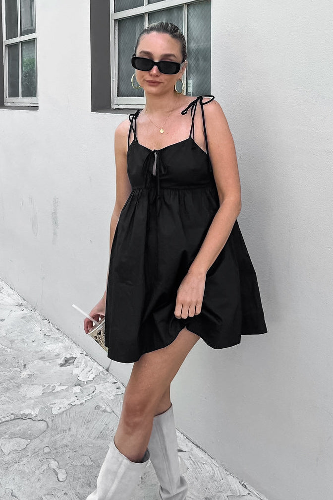 Noir Muse Bow-Tied Mini Dress