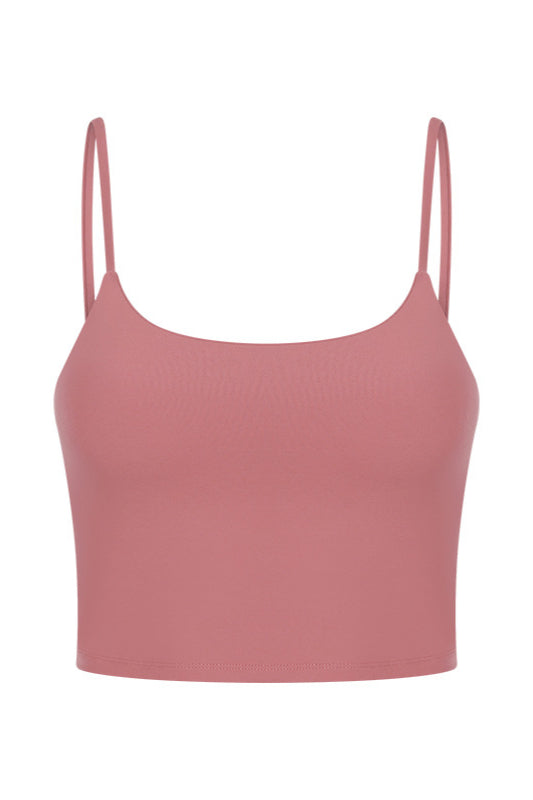 Perzikroze mouwloze sportyoga crop top 