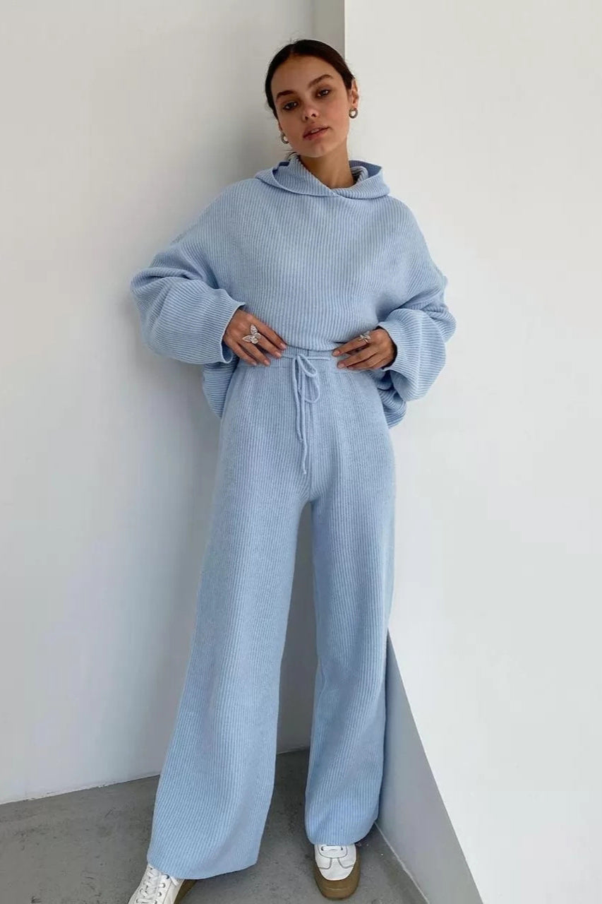 Casual oversized gebreide trui en broekset